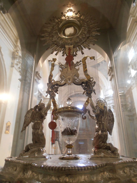 The miraculous hosts at Lanciano, consecrated over 1,000 years ago.